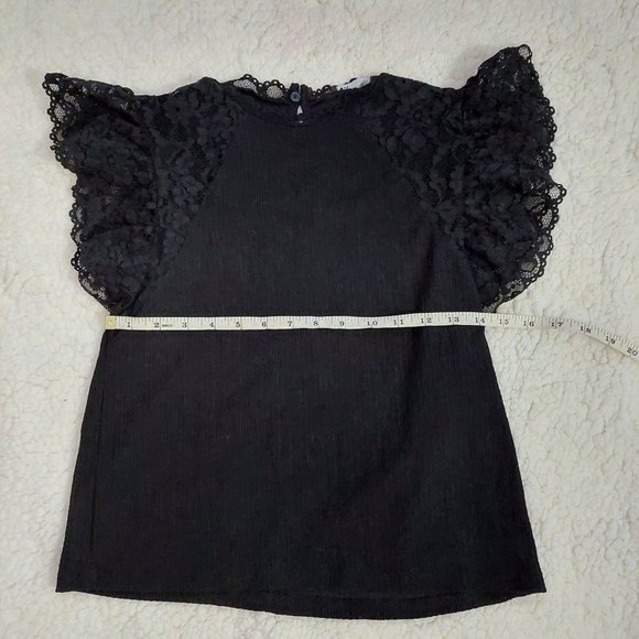 Black Gothic top with lace sleeves from Zara, women's size M - Picture 3 of 8